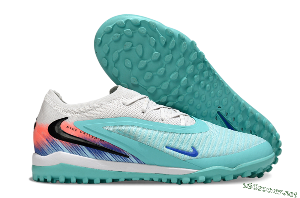 Unisex Nike Phantom 6 Low Elite TF Football Shoes - Aqua/Bright Aqua/Coral Pink 2