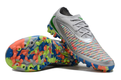 Unisex Nike Phantom 6 Low Elite TF Football Shoes - Gray/Neon Orange/Electric Blue