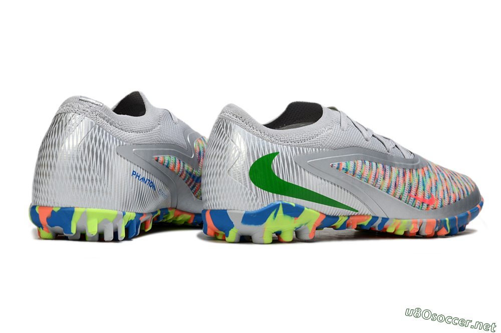 Unisex Nike Phantom 6 Low Elite TF Football Shoes - Gray/Neon Orange/Electric Blue 6
