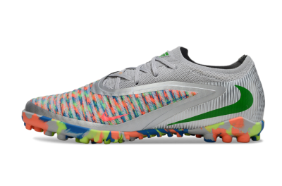Unisex Nike Phantom 6 Low Elite TF Football Shoes - Gray/Neon Orange/Electric Blue