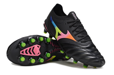 Men's Mizuno Morelia Neo 4 FG Football Boots - Black/Neon Green/Hot Pink