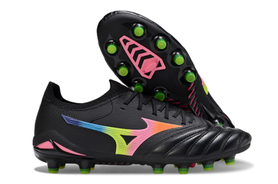 Men's Mizuno Morelia Neo 4 FG Football Boots - Black/Neon Green/Hot Pink