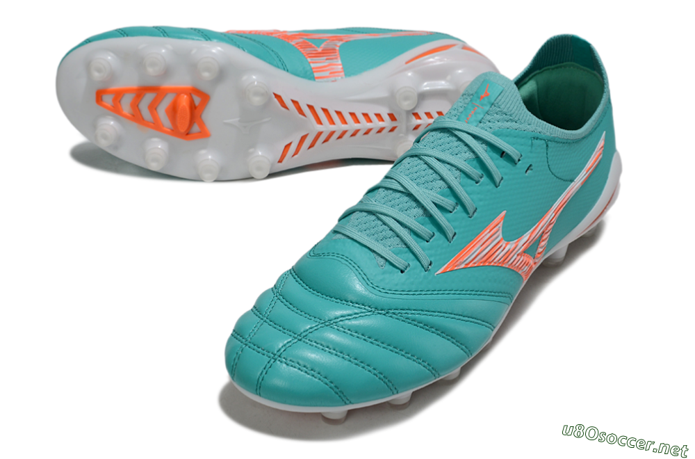 Men's Mizuno Morelia Neo 4 FG Football Boots - Teal/Coral Burst/Sky Blue 3