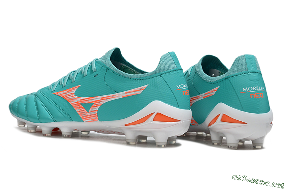 Men's Mizuno Morelia Neo 4 FG Football Boots - Teal/Coral Burst/Sky Blue 4