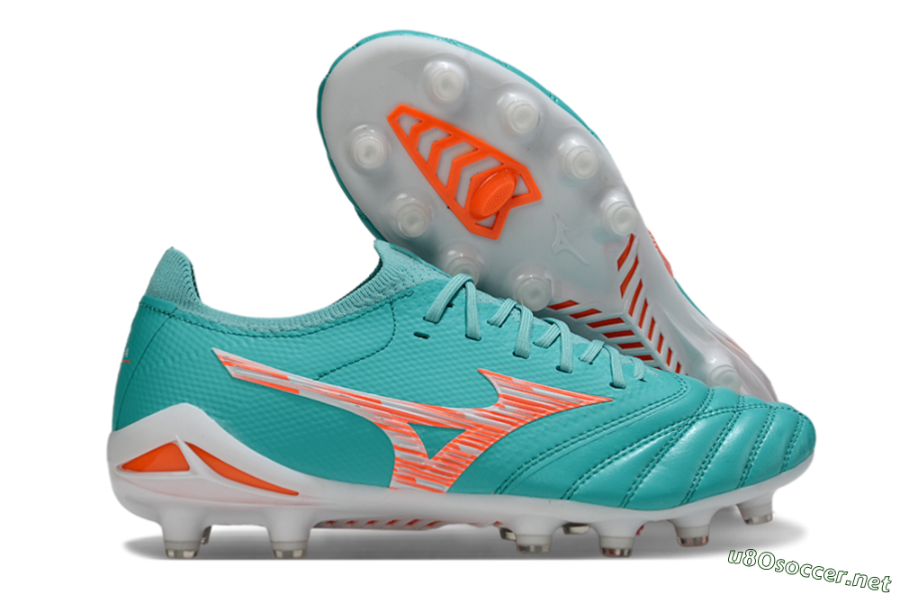 Men's Mizuno Morelia Neo 4 FG Football Boots - Teal/Coral Burst/Sky Blue 2