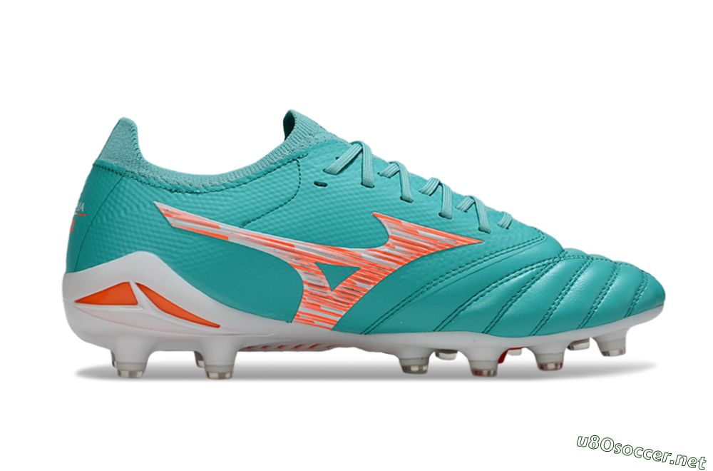 Men's Mizuno Morelia Neo 4 FG Football Boots - Teal/Coral Burst/Sky Blue 5