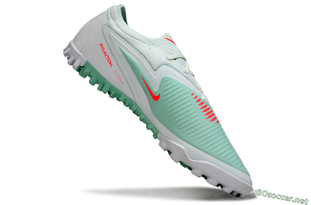 Unisex Nike Phantom 6 Low Elite TF Football Shoes - LightGreen/CoralOrange/White 4