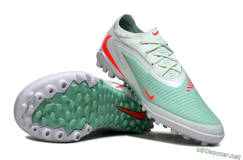 Unisex Nike Phantom 6 Low Elite TF Football Shoes - LightGreen/CoralOrange/White 1