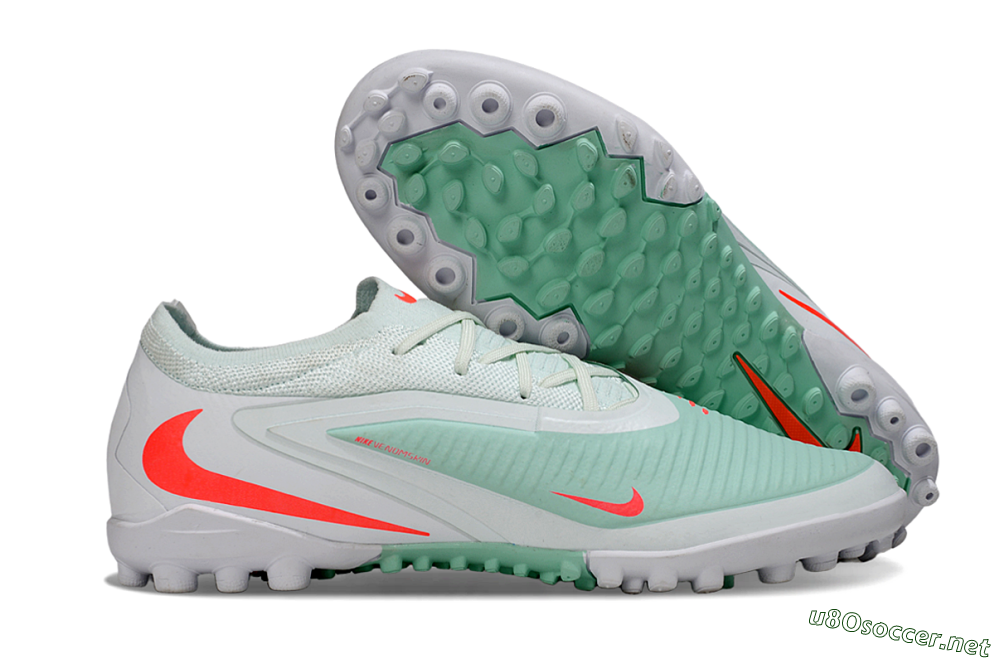 Unisex Nike Phantom 6 Low Elite TF Football Shoes - LightGreen/CoralOrange/White 2