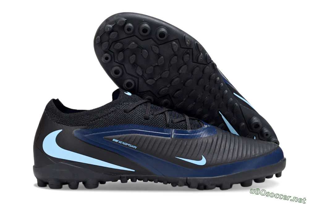 Unisex Nike Phantom 6 Low Elite TF Football Shoes - Black/Midnight Blue/Icy Blue 2