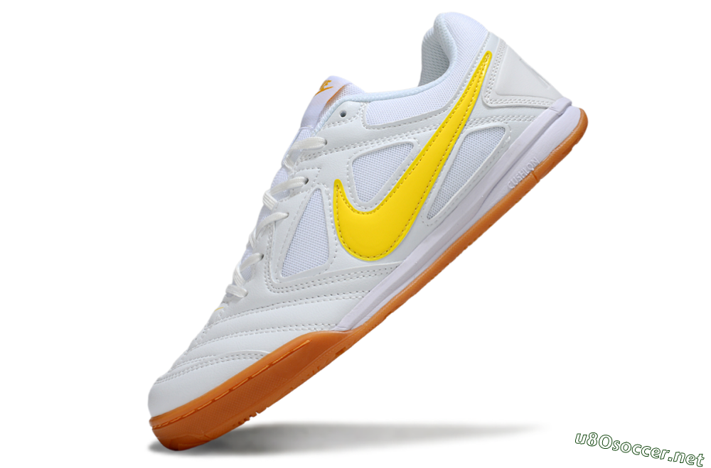 Men's Supreme x Nike SB Gato IC Football Shoes - White/Solar Yellow/Copper Brown 5