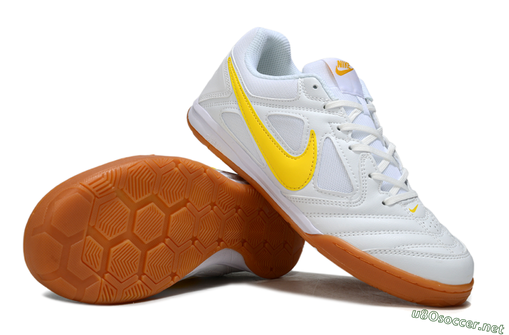 Men's Supreme x Nike SB Gato IC Football Shoes - White/Solar Yellow/Copper Brown 1