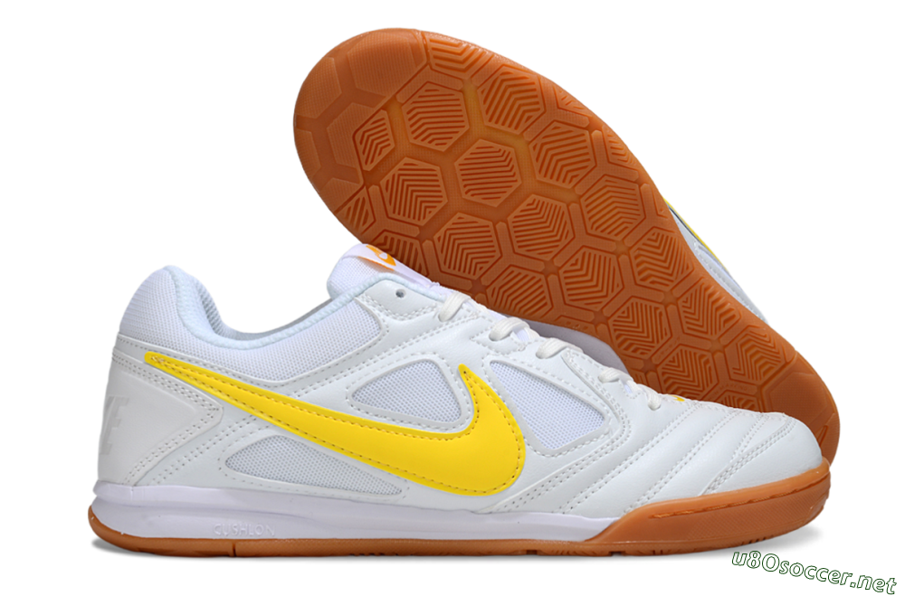 Men's Supreme x Nike SB Gato IC Football Shoes - White/Solar Yellow/Copper Brown 2