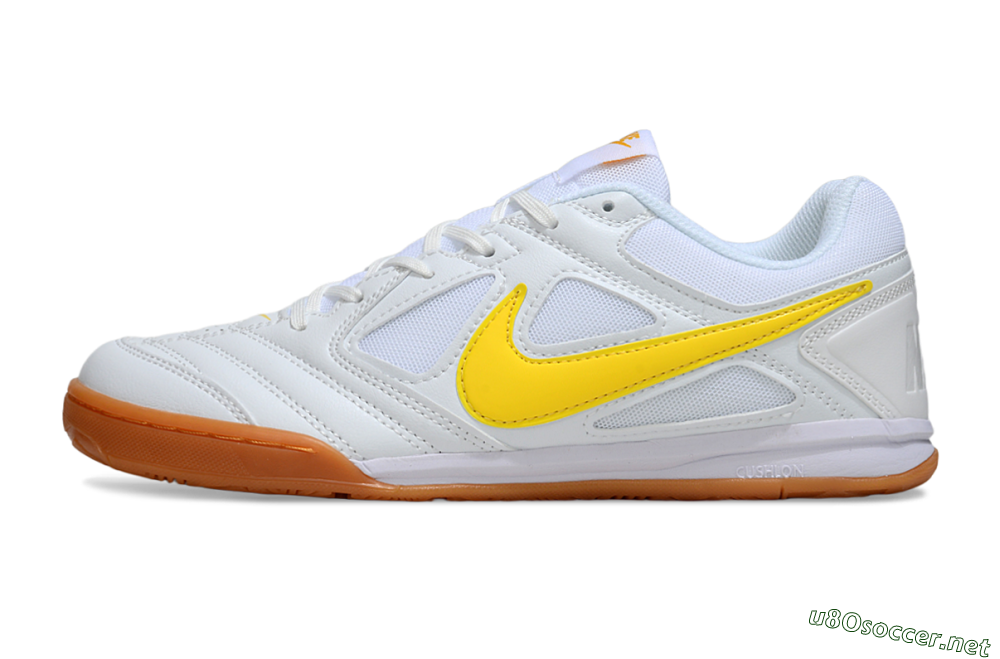 Men's Supreme x Nike SB Gato IC Football Shoes - White/Solar Yellow/Copper Brown 0
