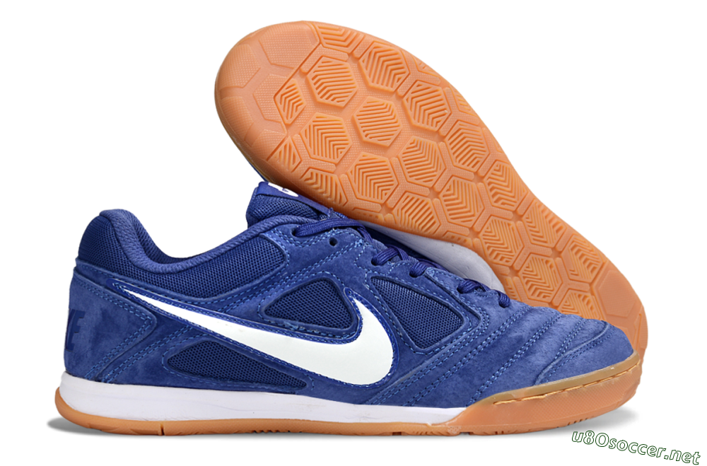 Men's Supreme x Nike SB Gato IC Football Shoes - Blue/Royal Blue/Orange Peel 2