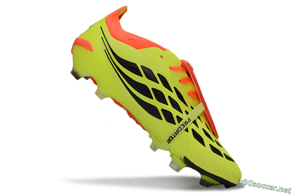 Men's Adidas Predator 26 Elite Fold-Over Tongue FG Football Boots - Yellow/Vibrant Neon/Flaming Coral 4