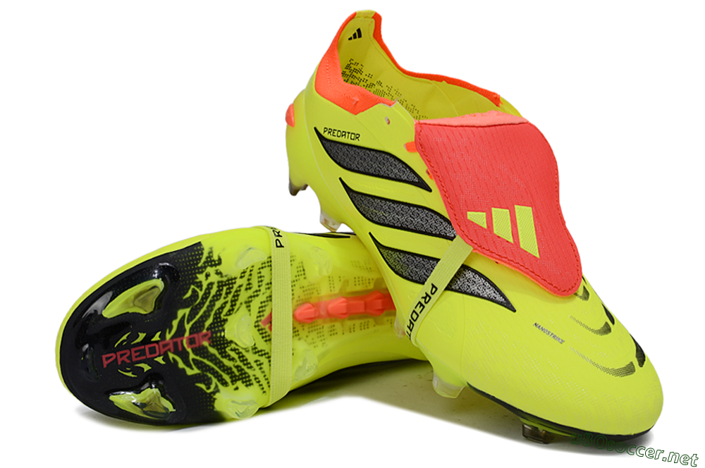 Men's Adidas Predator 26 Elite Fold-Over Tongue FG Football Boots - Yellow/Vibrant Neon/Flaming Coral 3