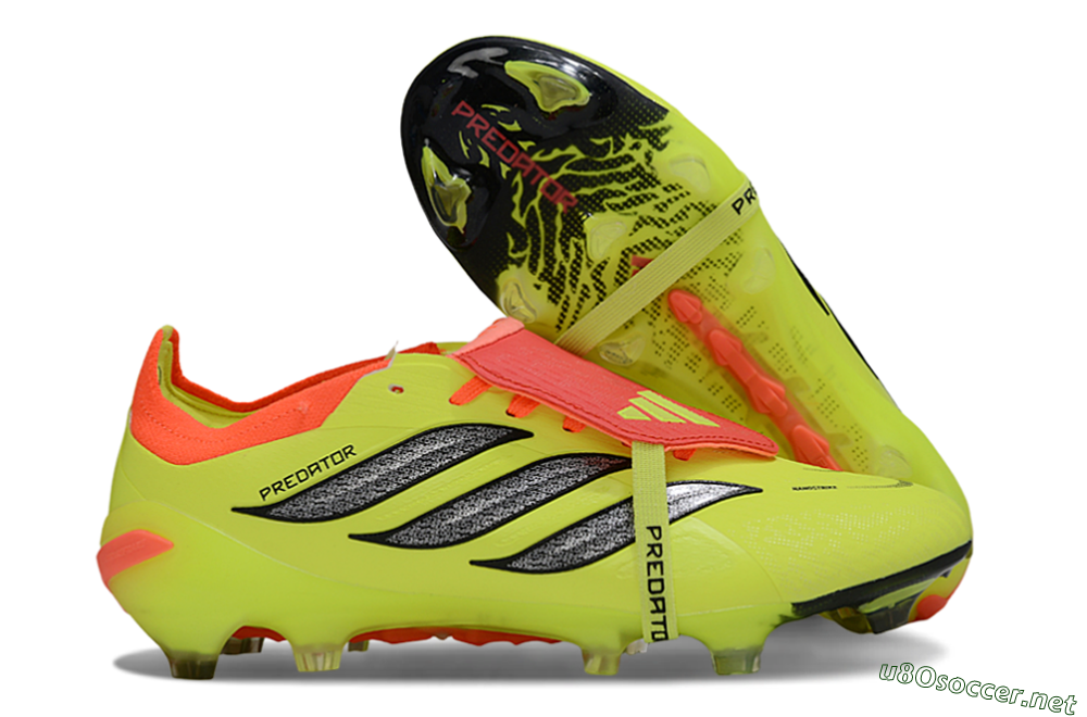 Men's Adidas Predator 26 Elite Fold-Over Tongue FG Football Boots - Yellow/Vibrant Neon/Flaming Coral 2