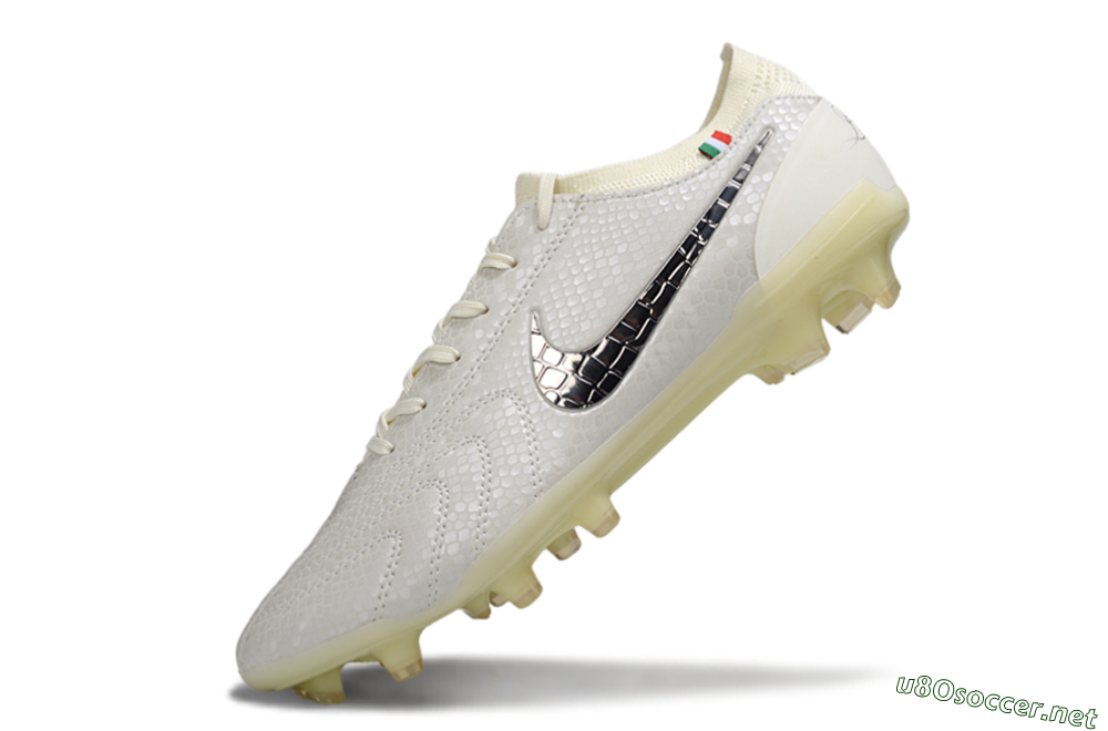 Men's Nike Tiempo Legend 10 Elite FG Football Boots - White/Ivory/Metallic Silver 5