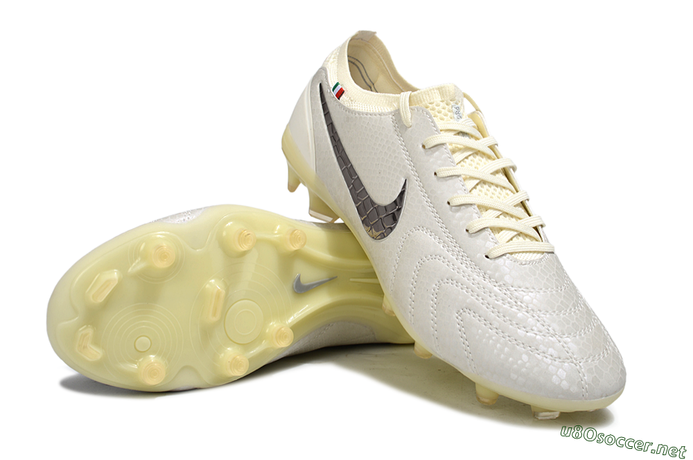 Men's Nike Tiempo Legend 10 Elite FG Football Boots - White/Ivory/Metallic Silver 3