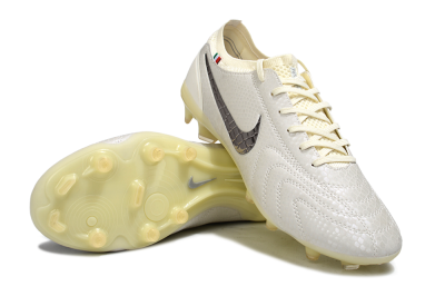 Men's Nike Tiempo Legend 10 Elite FG Football Boots - White/Ivory/Metallic Silver