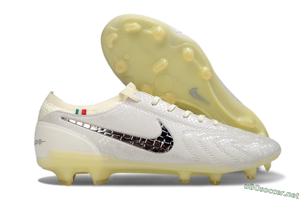 Men's Nike Tiempo Legend 10 Elite FG Football Boots - White/Ivory/Metallic Silver 2