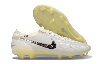 Men's Nike Tiempo Legend 10 Elite FG Football Boots - White/Ivory/Metallic Silver