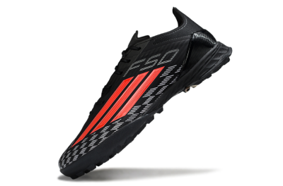 Men's Adidas F50 Pro TF Football Shoes - Black/Fiery Red/Steel Grey