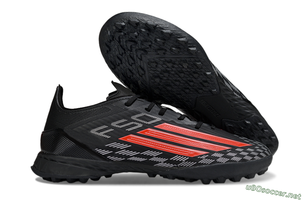 Men's Adidas F50 Pro TF Football Shoes - Black/Fiery Red/Steel Grey 2