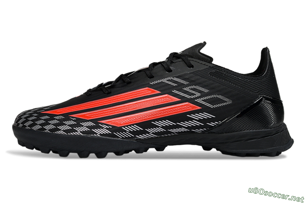 Men's Adidas F50 Pro TF Football Shoes - Black/Fiery Red/Steel Grey 0