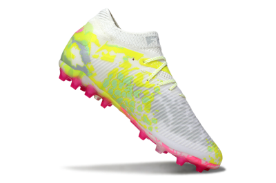 Men's Puma Future 8 Ultimate MG Football Boots - White/Neon Yellow/Pink Sparkle