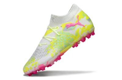 Men's Puma Future 8 Ultimate MG Football Boots - White/Neon Yellow/Pink Sparkle
