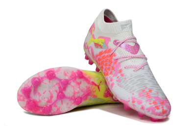 Men's Puma Future 8 Ultimate MG Football Boots - White/Neon Yellow/Pink Sparkle