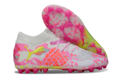 Men's Puma Future 8 Ultimate MG Football Boots - White/Neon Yellow/Pink Sparkle