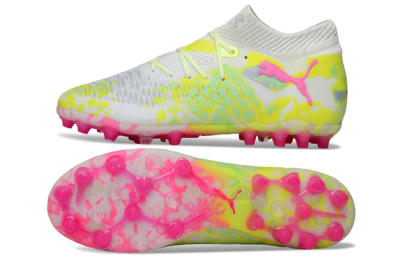 Men's Puma Future 8 Ultimate MG Football Boots - White/Neon Yellow/Pink Sparkle