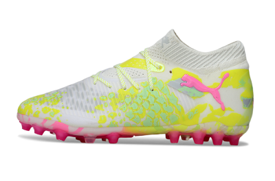 Men's Puma Future 8 Ultimate MG Football Boots - White/Neon Yellow/Pink Sparkle