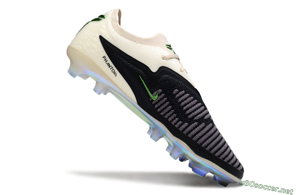 Men's Nike Phantom 6 Low Elite FG Football Boots - Black/Electric Green/Champagne 4