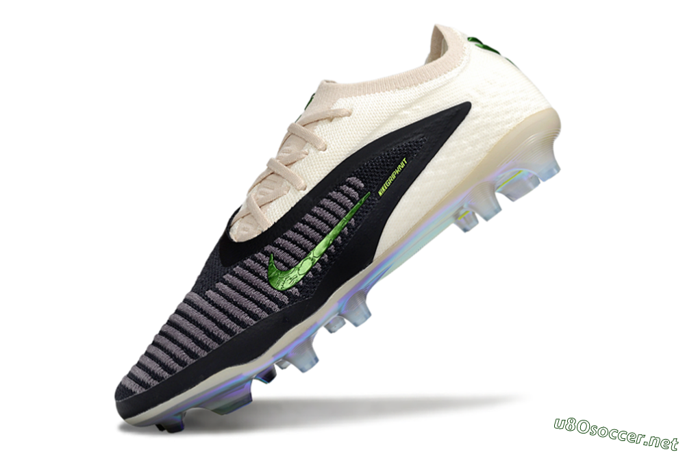 Men's Nike Phantom 6 Low Elite FG Football Boots - Black/Electric Green/Champagne 5