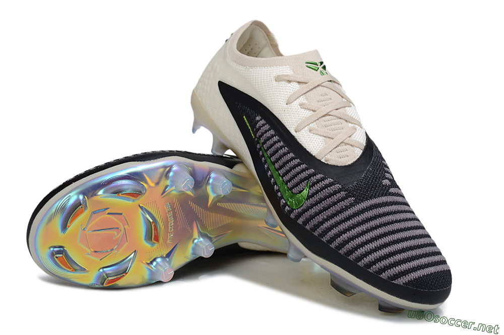 Men's Nike Phantom 6 Low Elite FG Football Boots - Black/Electric Green/Champagne 3