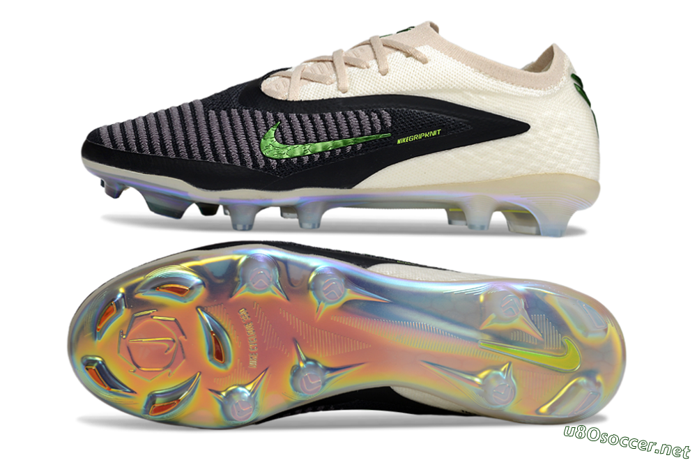 Men's Nike Phantom 6 Low Elite FG Football Boots - Black/Electric Green/Champagne 1