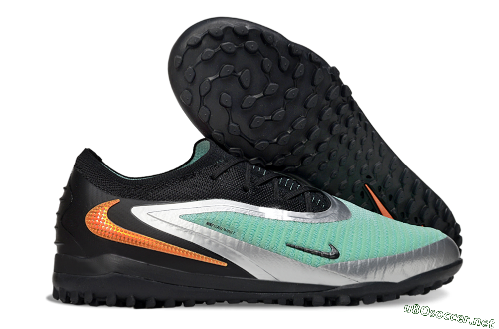 Unisex Nike Phantom 6 Low Elite TF Football Shoes - Green/Aqua Mist/Orange Blaze 2