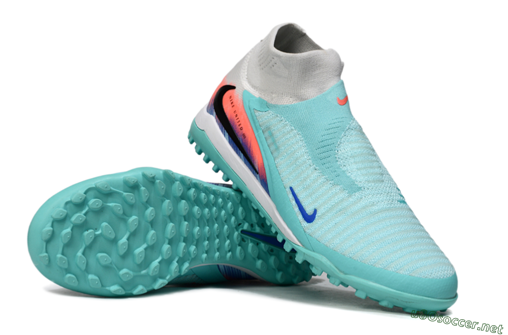 Unisex Nike Phantom 6 Elite High TF Football Shoes - Aqua/Bright Aqua/Coral Burst 3