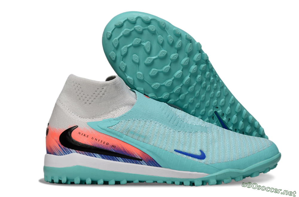 Unisex Nike Phantom 6 Elite High TF Football Shoes - Aqua/Bright Aqua/Coral Burst 2