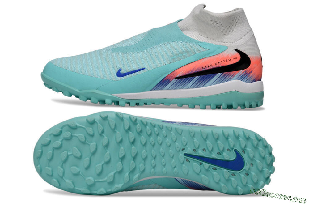 Unisex Nike Phantom 6 Elite High TF Football Shoes - Aqua/Bright Aqua/Coral Burst 1