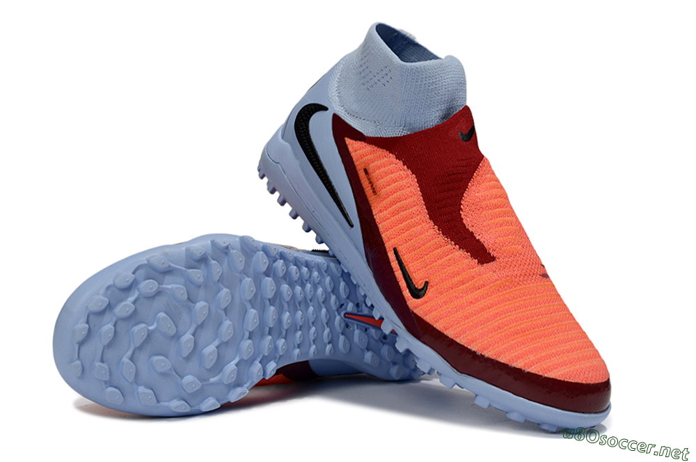 Unisex Nike Phantom 6 Elite High TF Football Shoes - Orange/Crimson Red/Blue Ice 3