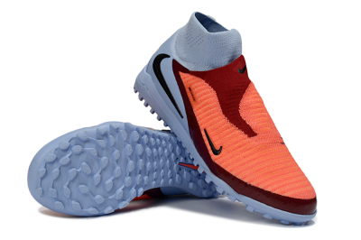 Unisex Nike Phantom 6 Elite High TF Football Shoes - Orange/Crimson Red/Blue Ice