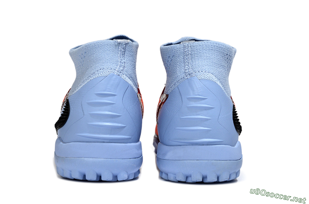 Unisex Nike Phantom 6 Elite High TF Football Shoes - Orange/Crimson Red/Blue Ice 5