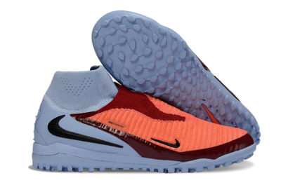 Unisex Nike Phantom 6 Elite High TF Football Shoes - Orange/Crimson Red/Blue Ice