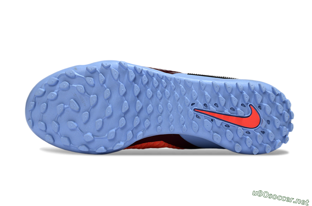 Unisex Nike Phantom 6 Elite High TF Football Shoes - Orange/Crimson Red/Blue Ice 6