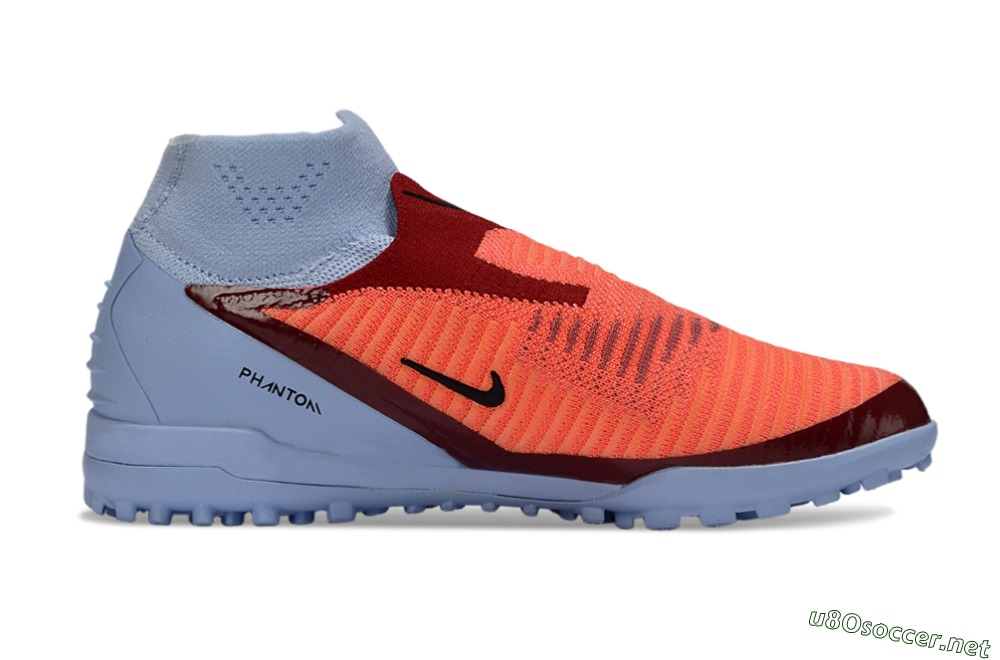 Unisex Nike Phantom 6 Elite High TF Football Shoes - Orange/Crimson Red/Blue Ice 7